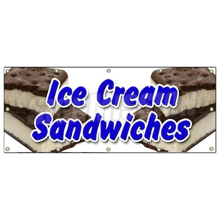 Ice Cream Sandwiches Banner Heavy Duty 13 Oz Vinyl With Grommets